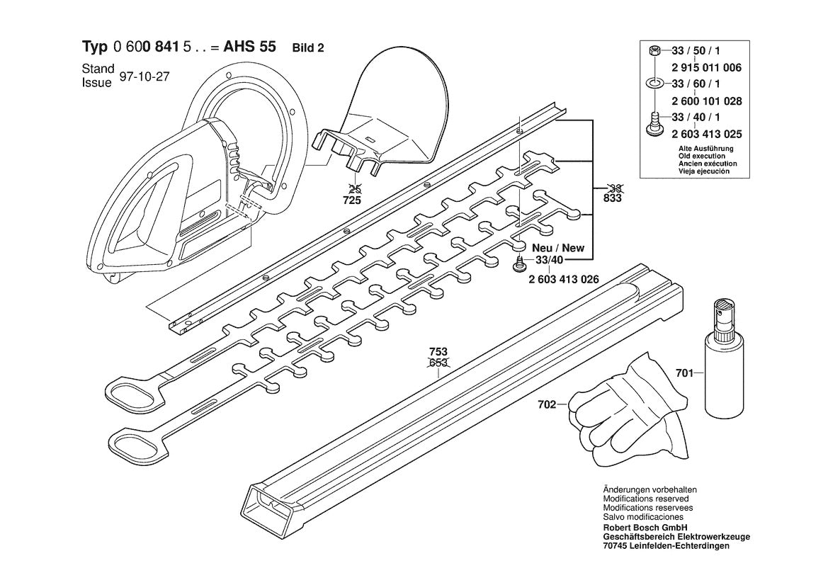 Vue éclatée Bosch AHS 55 0 600 841 532 - page 2