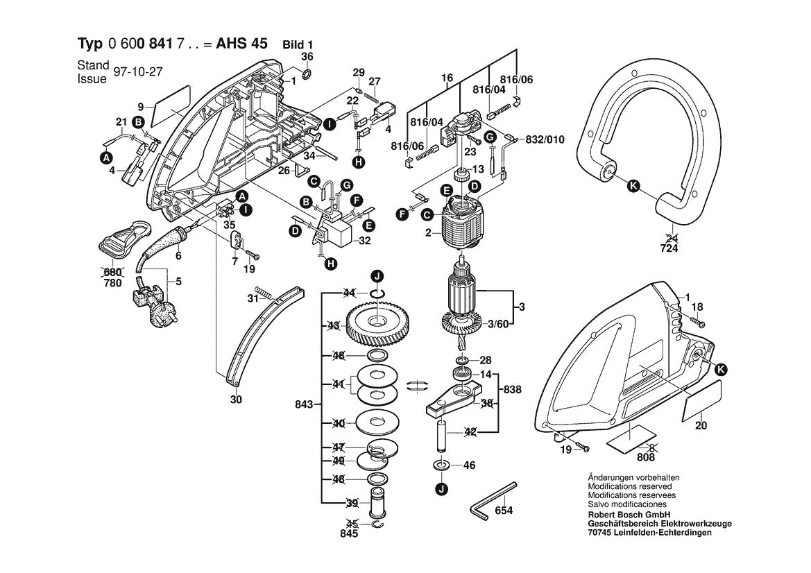Vue éclatée Bosch AHS 45 0 600 841 732 - page 1