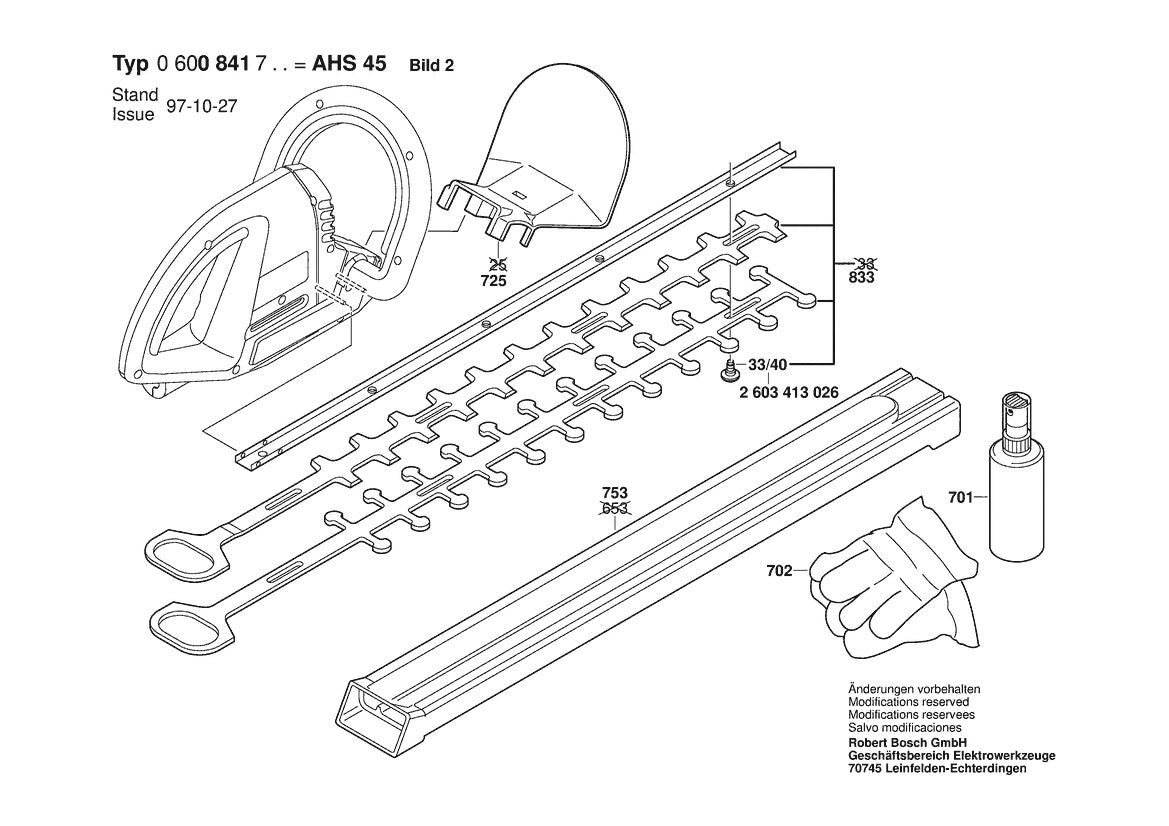 Vue éclatée Bosch AHS 45 0 600 841 732 - page 2