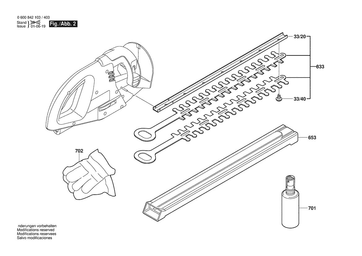 Vue éclatée Bosch AHS 4-15 0 600 842 432 - page 2