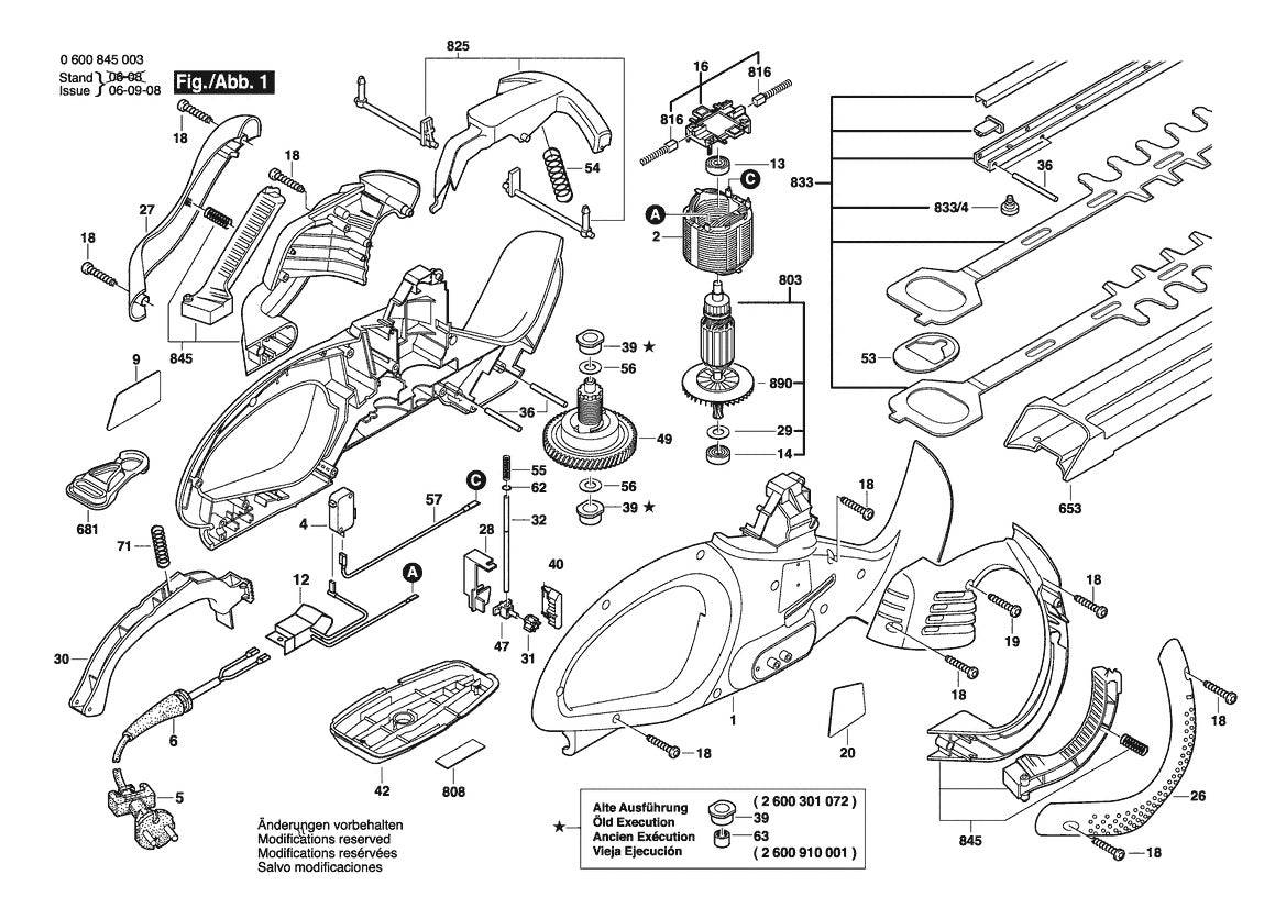 Vue éclatée Bosch AHS 60 0 600 845 468 - page 1