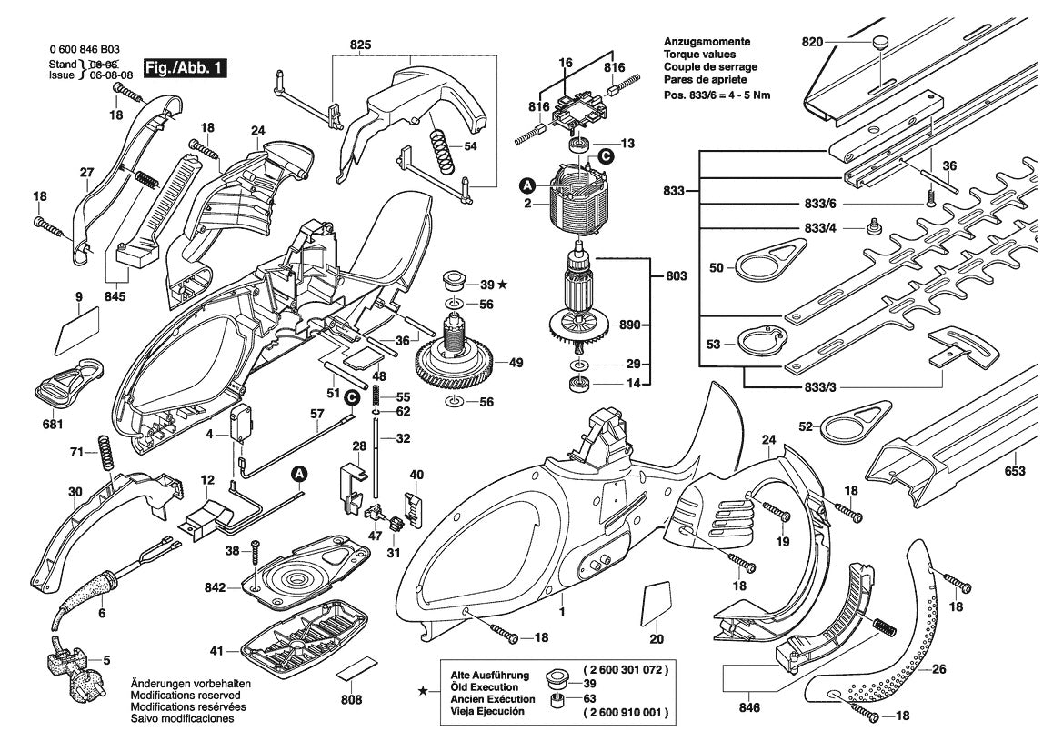 Vue éclatée Bosch AHS 6000 PRO-T 0 600 846 B03 - page 1