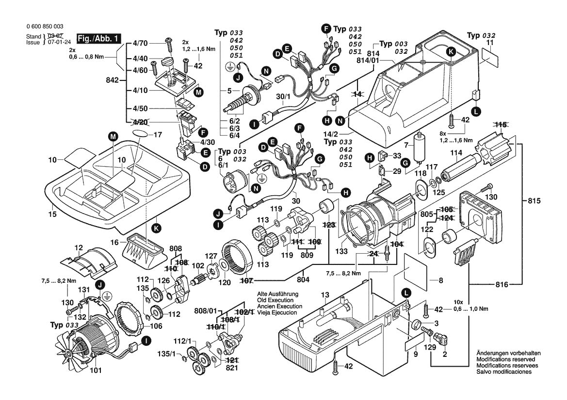 Vue éclatée Bosch AXT 1800 0 600 850 032 - page 1
