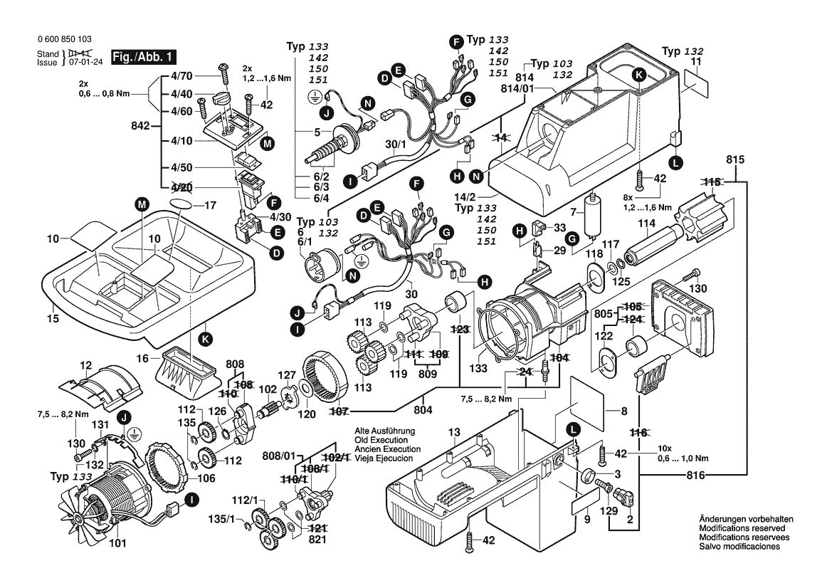 Vue éclatée Bosch AXT 2200 0 600 850 132 - page 1