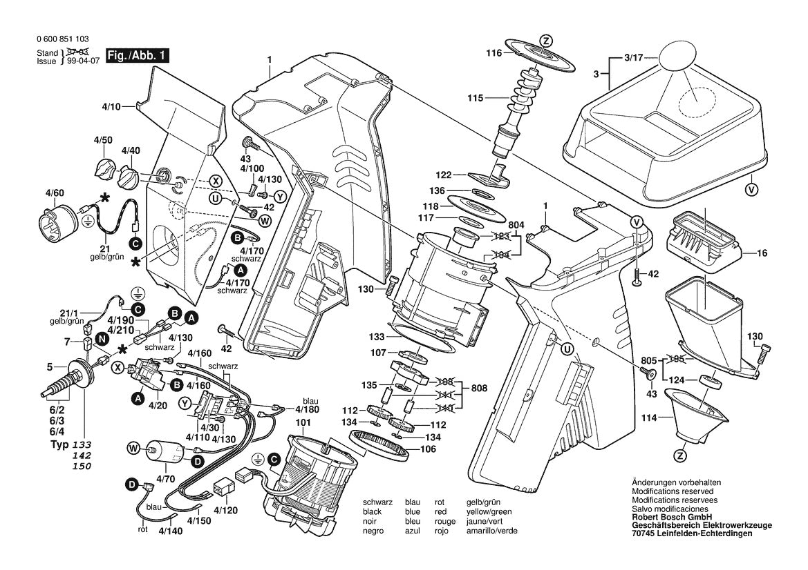 Vue éclatée Bosch AXT 18-35 0 600 851 132 - page 1