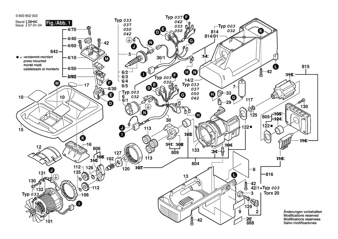Vue éclatée Bosch AXT 2200 HP 0 600 852 032 - page 1