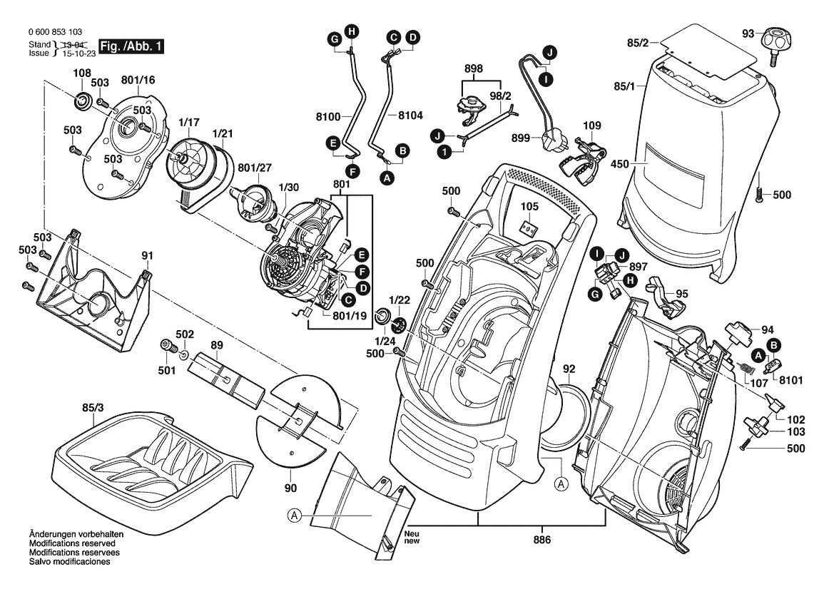 Vue éclatée Bosch AXT 200 0 600 853 132 - page 1