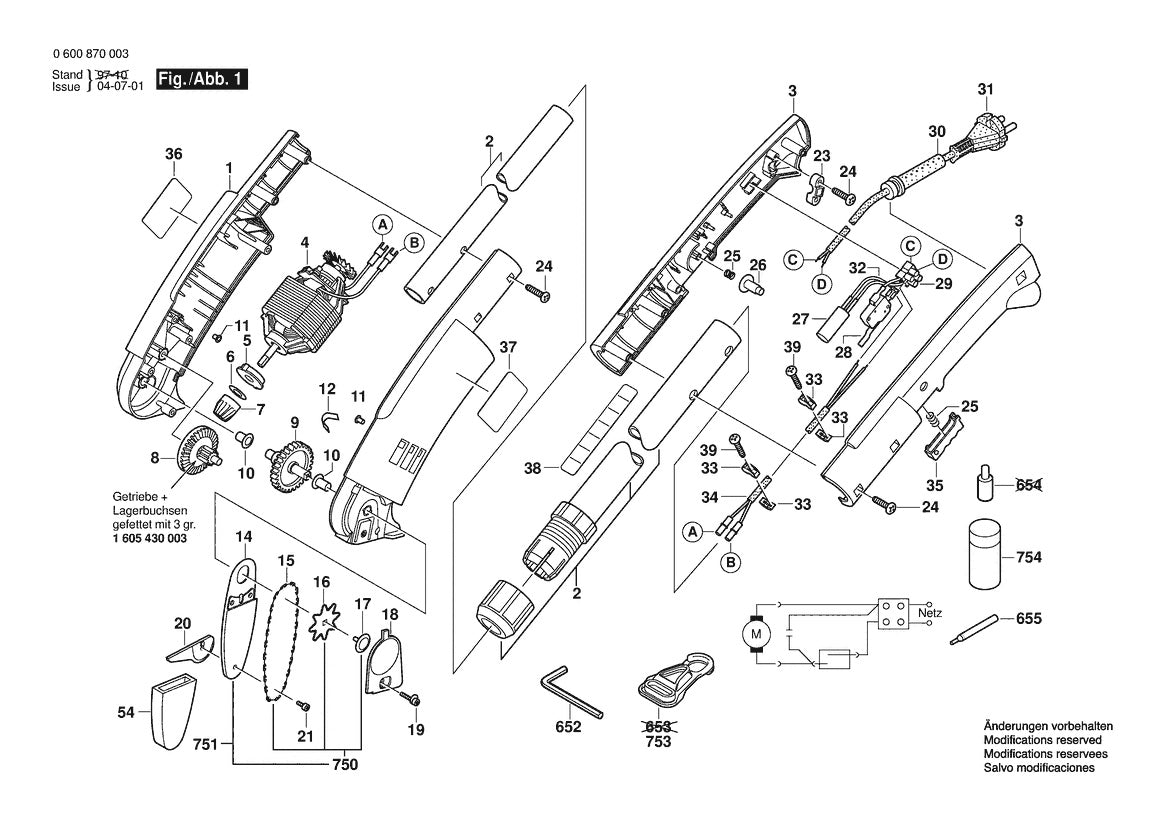 Vue éclatée Bosch ASG 52 0 600 870 003 - page 1