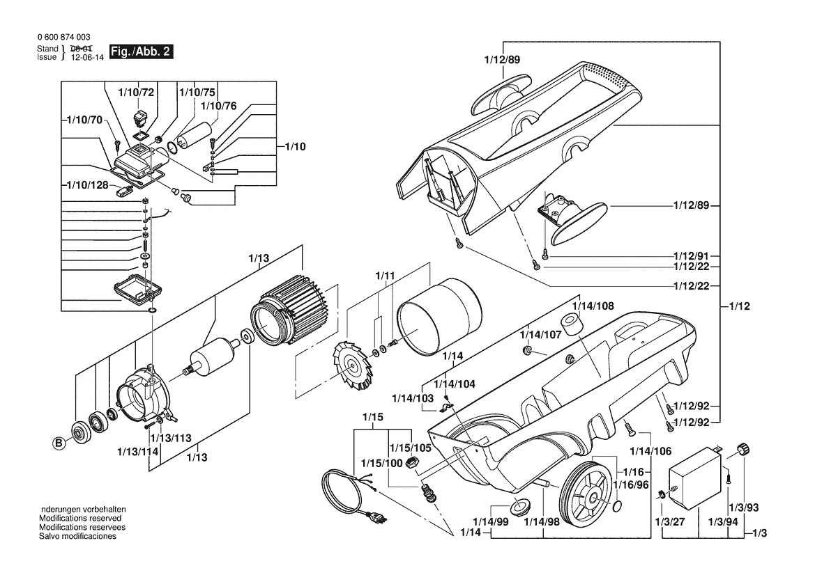 Vue éclatée Bosch AQUATAK 1300 SI 0 600 874 032 - page 2