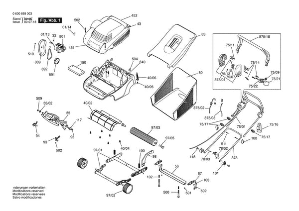 Vue éclatée Bosch ASM 32 0 600 889 032 - page 1