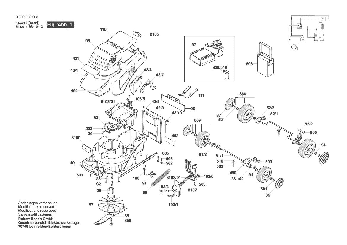 Vue éclatée Bosch ARM 32-17 ACCU 0 600 898 203 - page 1