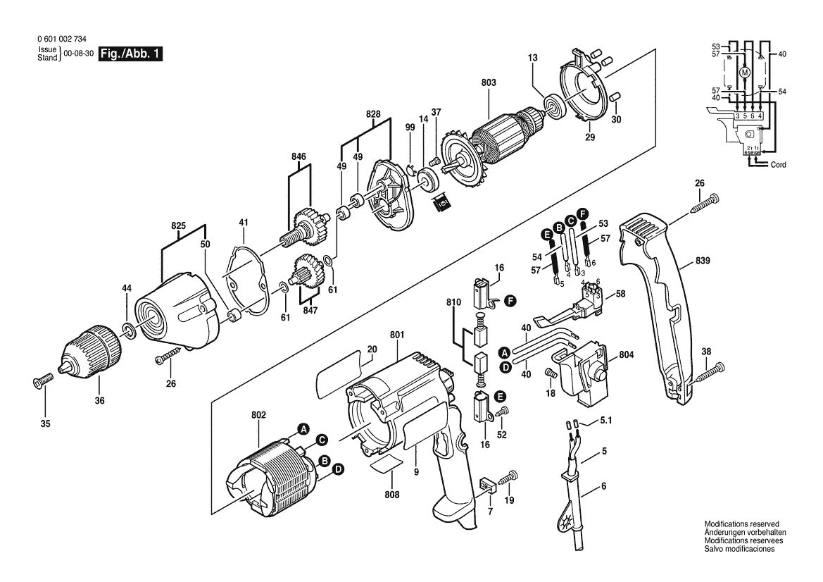 Vue éclatée Bosch 1100RPM SBPT 0 601 003 734 - page 1