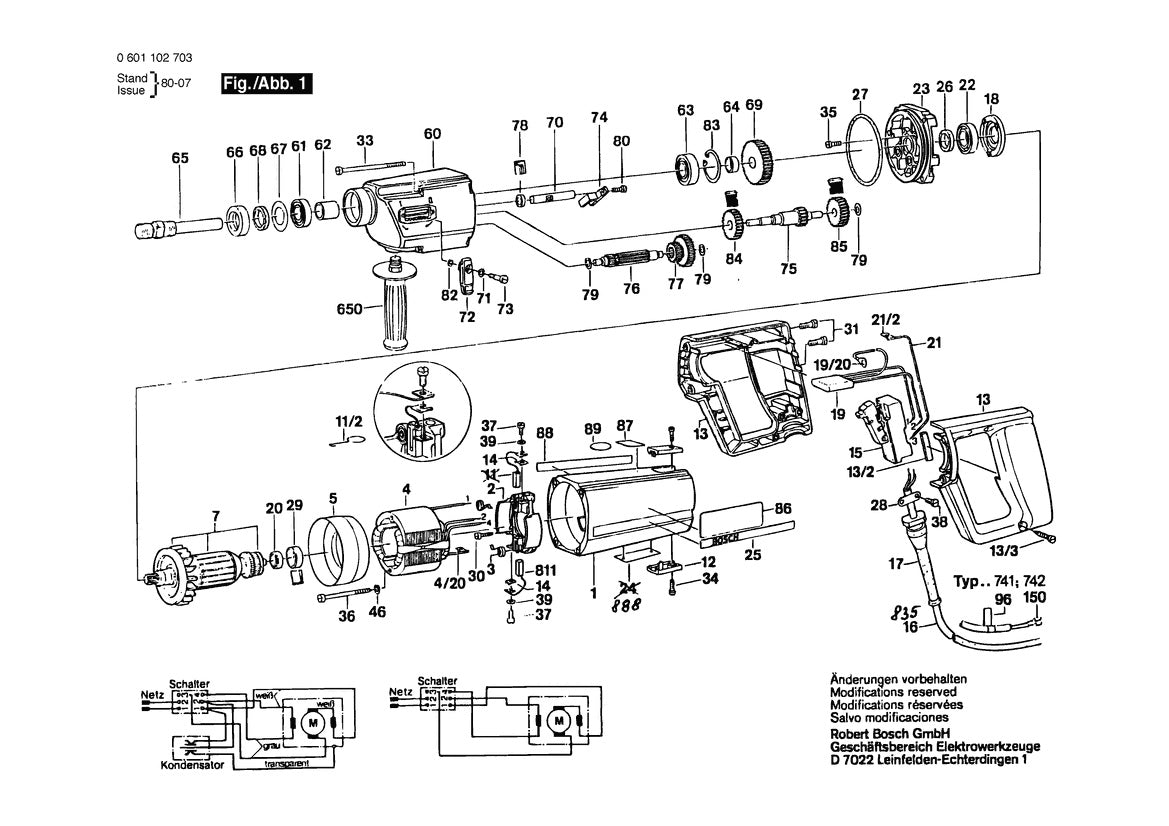 Vue éclatée Bosch UB2J75 UB 2/75 0 601 102 915 - page 1