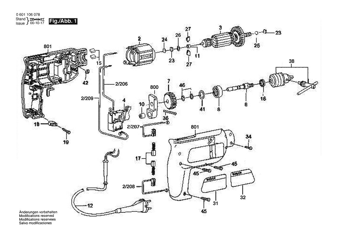 Vue éclatée Bosch PBM 350 0 601 106 077 - page 1