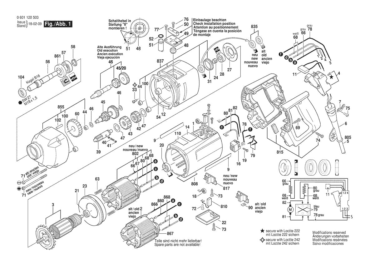 Vue éclatée Bosch GBM 16-2 RE 0 601 120 532 - page 1