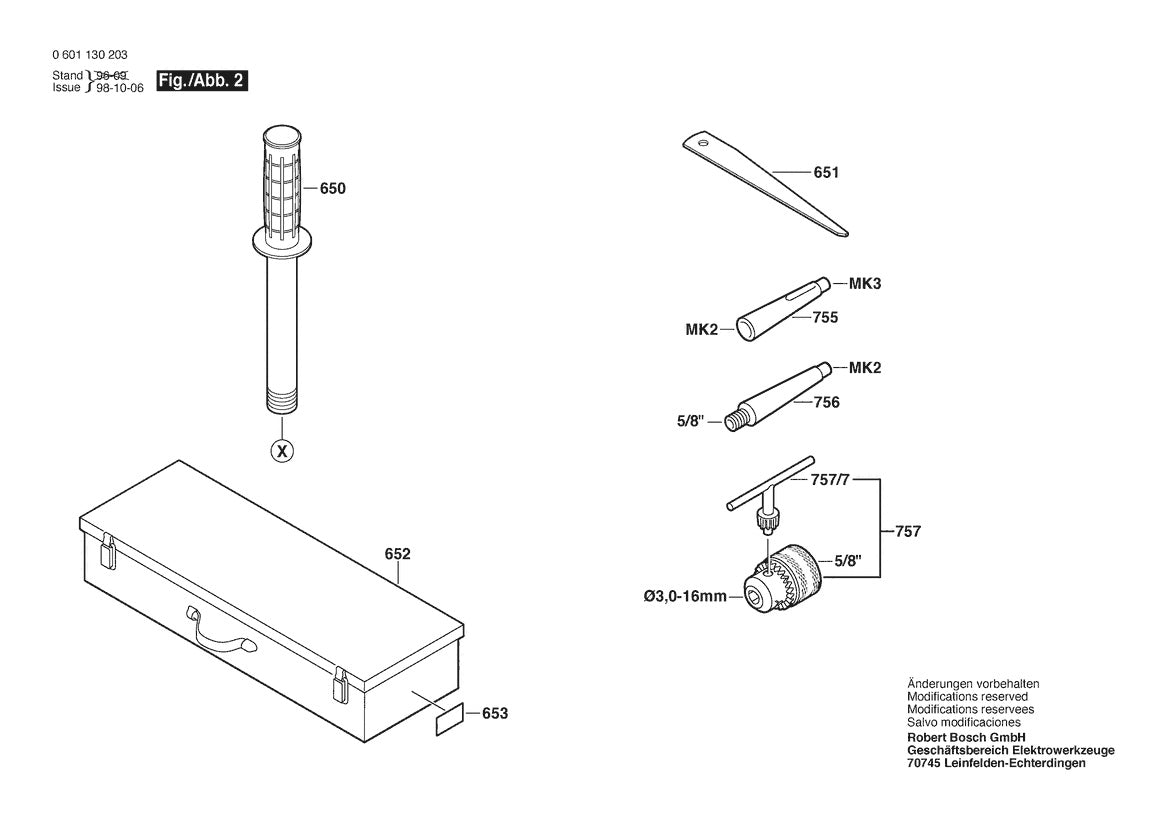 Vue éclatée Bosch GBM 32-4 0 601 130 232 - page 2