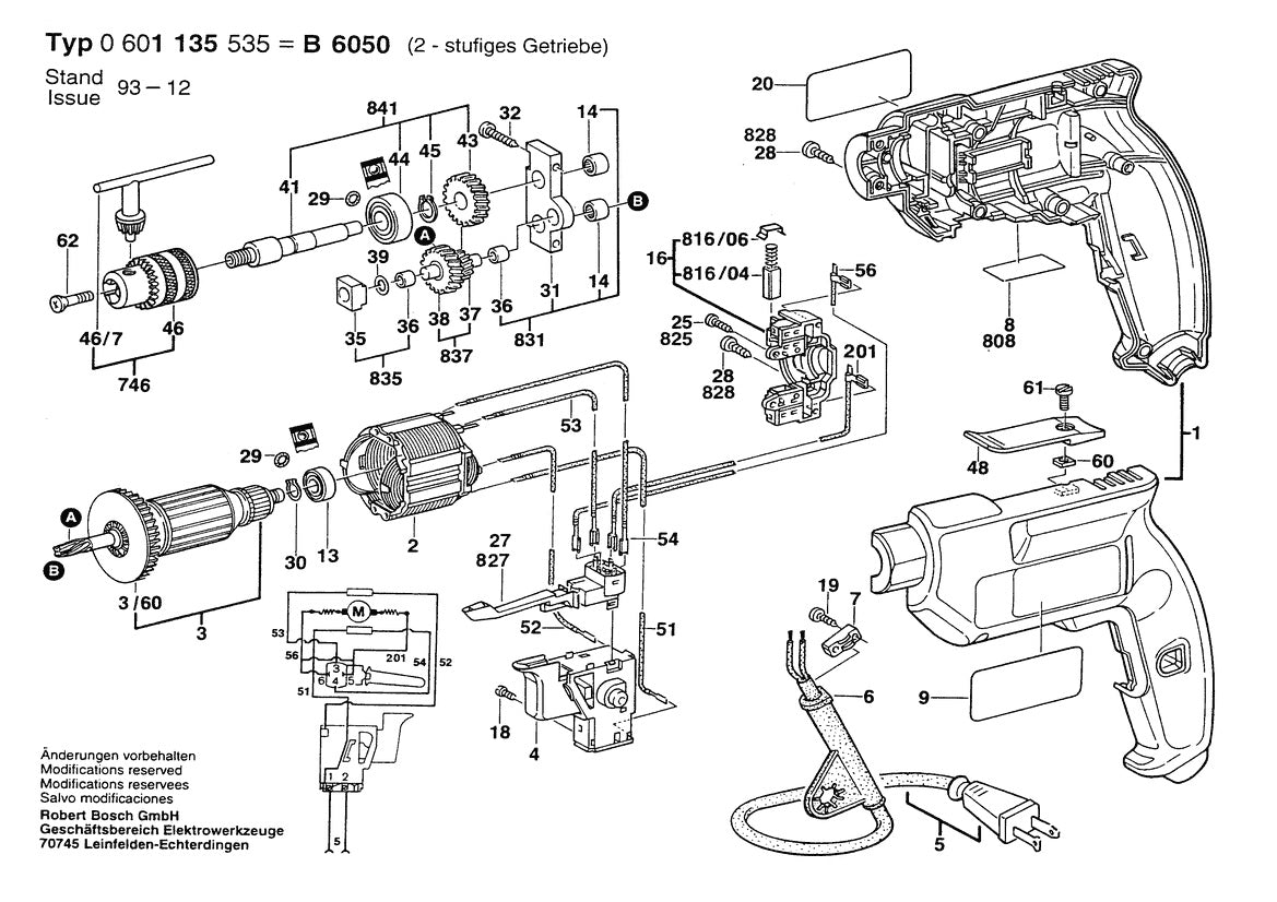Vue éclatée Bosch B6050 0 601 135 535 - page 1
