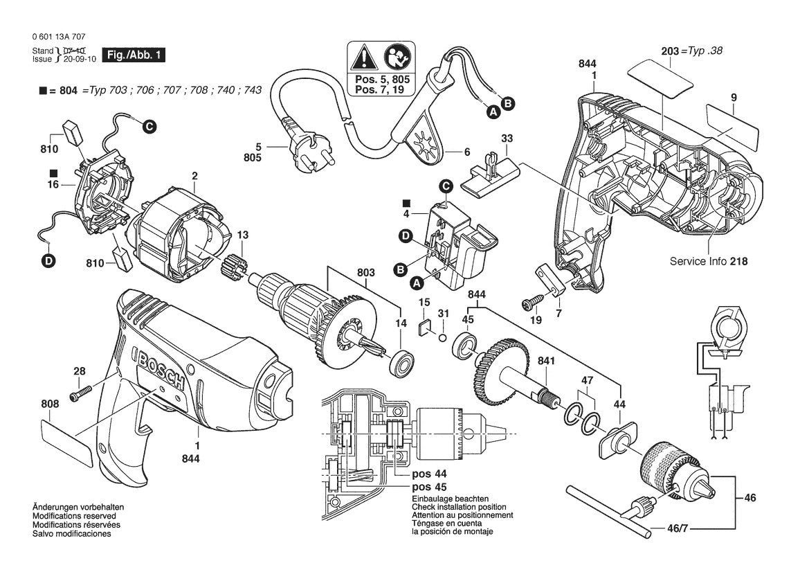 Vue éclatée Bosch GBM 350 RE 0 601 13A 708 - page 1