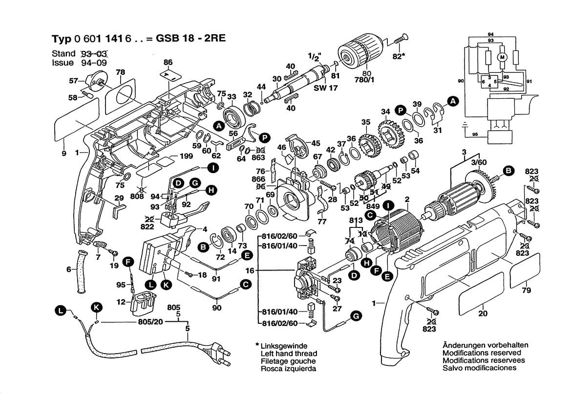 Vue éclatée Bosch GSB 2-650 RE 0 601 141 692 - page 1