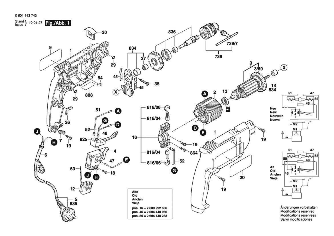 Vue éclatée Bosch GBM 400 RE 0 601 143 743 - page 1