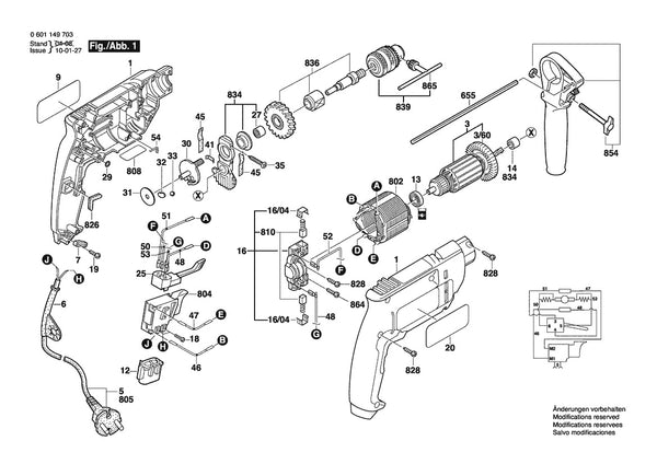Vue éclatée Bosch GSB 450 RE 0 601 149 708 - page 1