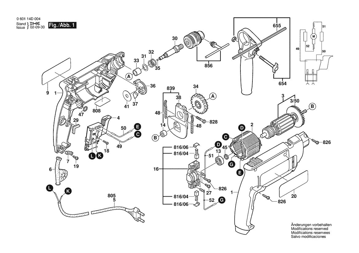 Vue éclatée Bosch GSB 550-2 0 601 14D 004 - page 1