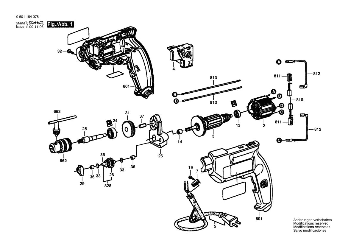 Vue éclatée Bosch GBM 550 0 601 164 080 - page 1