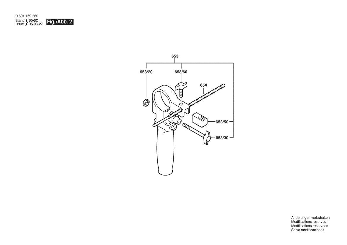 Vue éclatée Bosch GBM 13-2 RE 0 601 169 560 - page 2