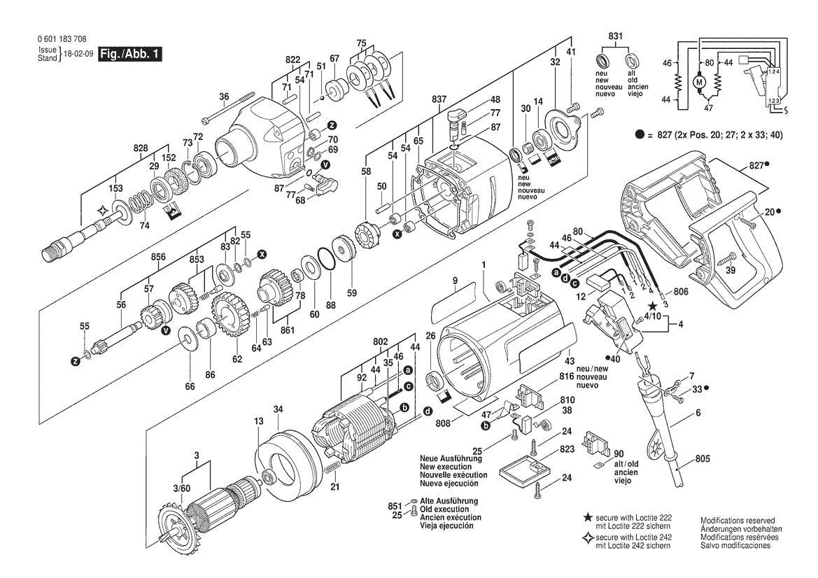 Vue éclatée Bosch GSB 90-2 E 0 601 183 708 - page 1