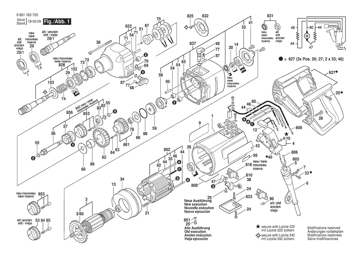 Vue éclatée Bosch GSB 90-2 E 0 601 183 732 - page 1