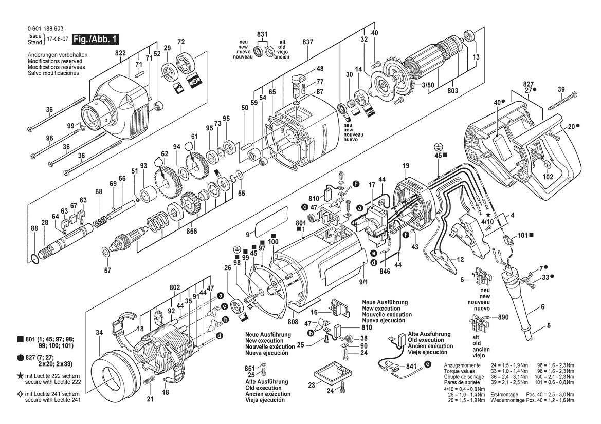 Vue éclatée Bosch GDB 1600 DE 0 601 188 603 - page 1