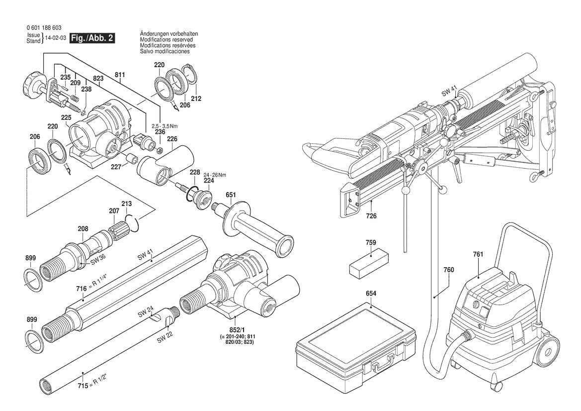 Vue éclatée Bosch GDB 1600 DE 0 601 188 632 - page 2