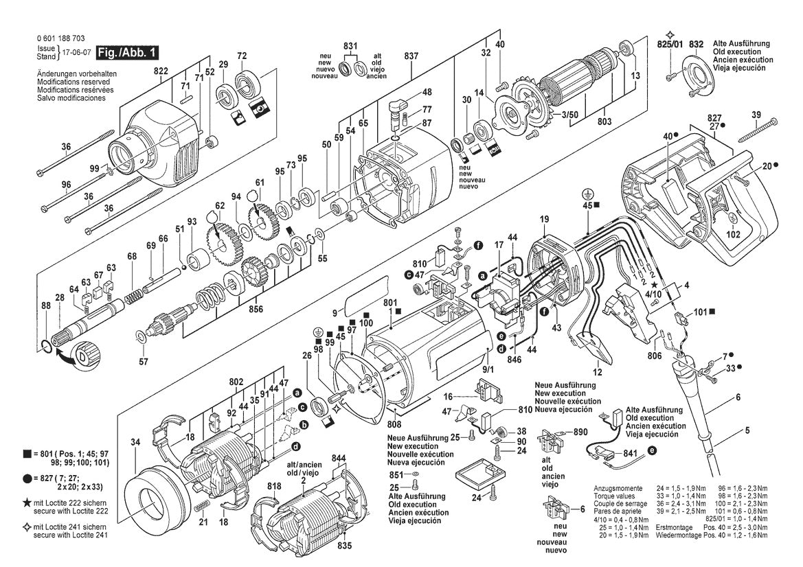 Vue éclatée Bosch GDB 1600 DE 0 601 188 732 - page 1