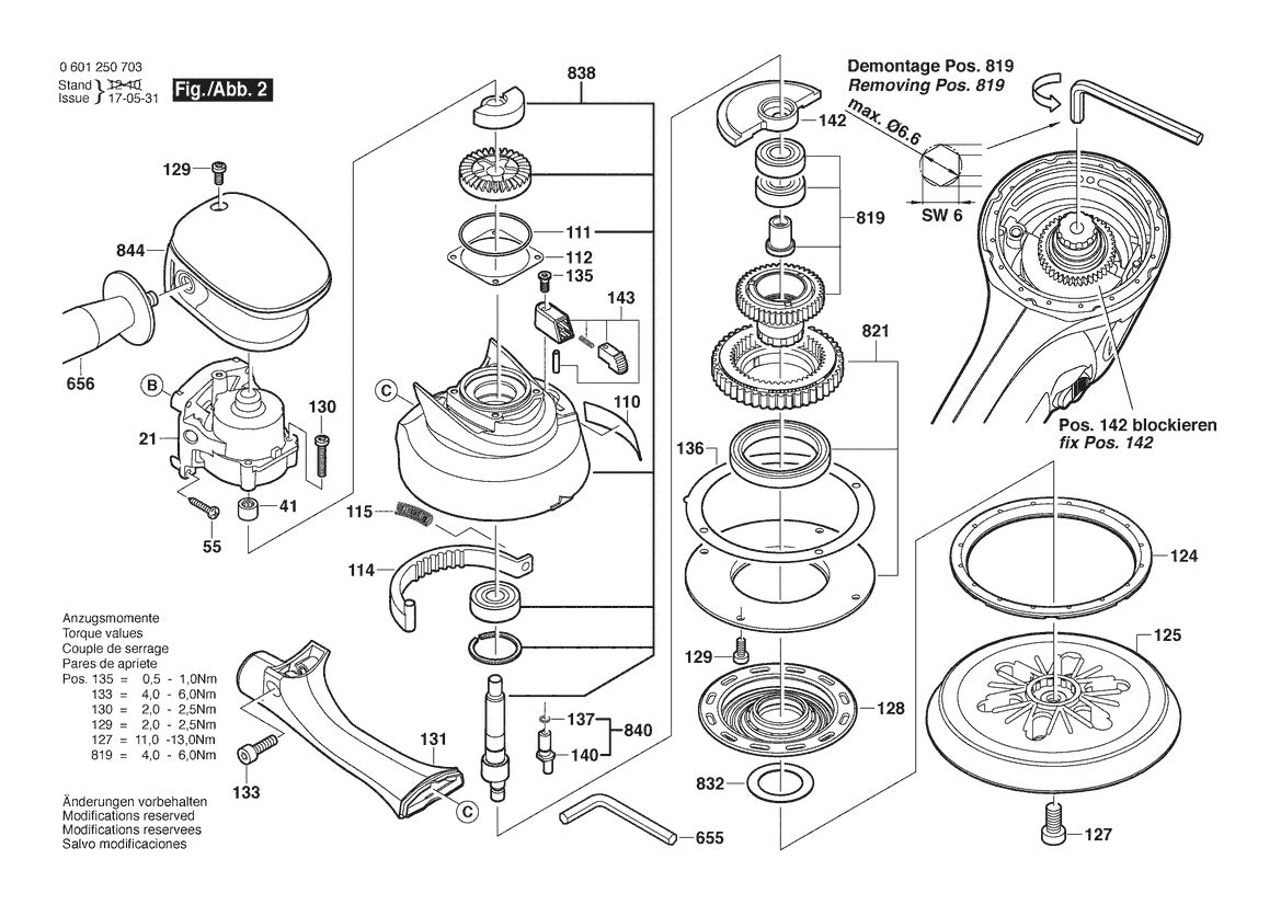 Vue éclatée Bosch GEX 150 TURBO 2 0 601 250 742 - page 2