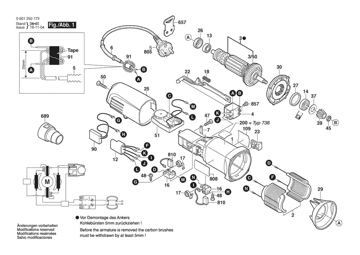 Vue éclatée Bosch GEX 150 TURBO 0 601 250 773 - page 1