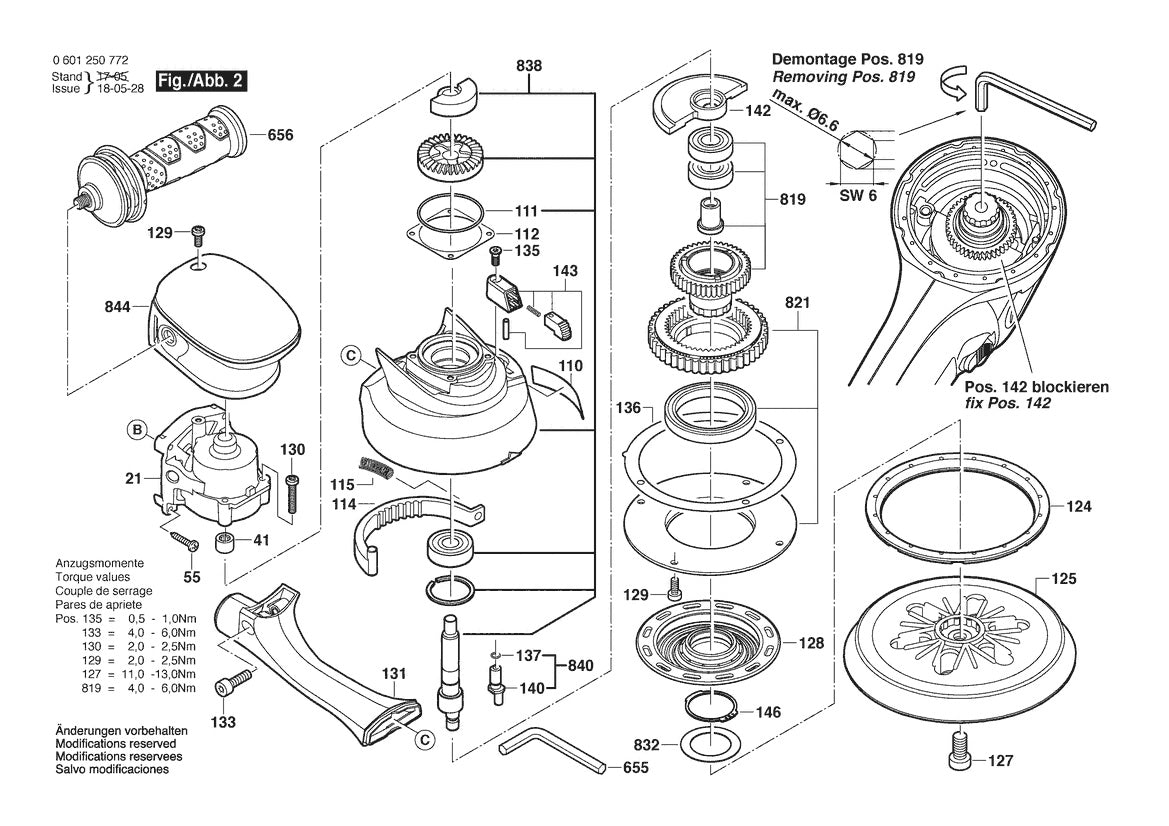 Vue éclatée Bosch GEX 150 TURBO 0 601 250 773 - page 2