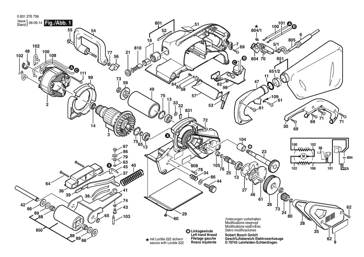 Vue éclatée Bosch 1276DVS Bare Tool 4" 0 601 276 756 - page 1