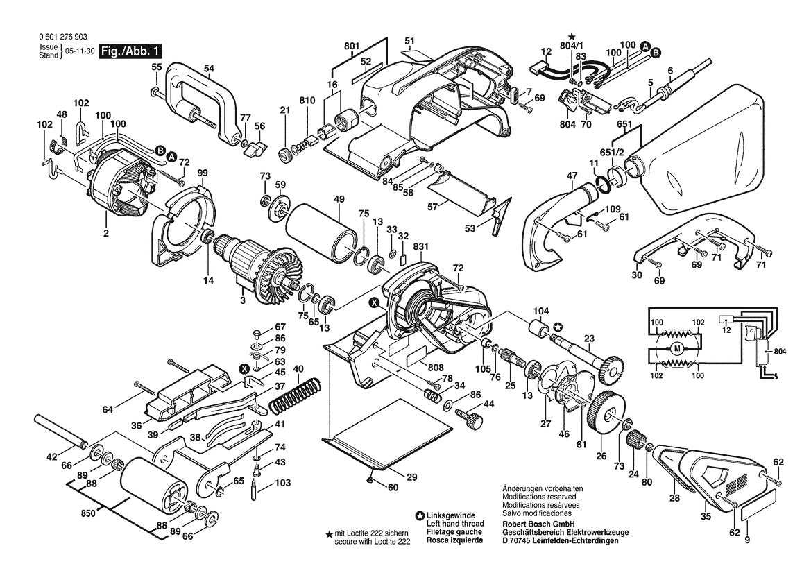 Vue éclatée Bosch GBS 100 A 0 601 276 903 - page 1