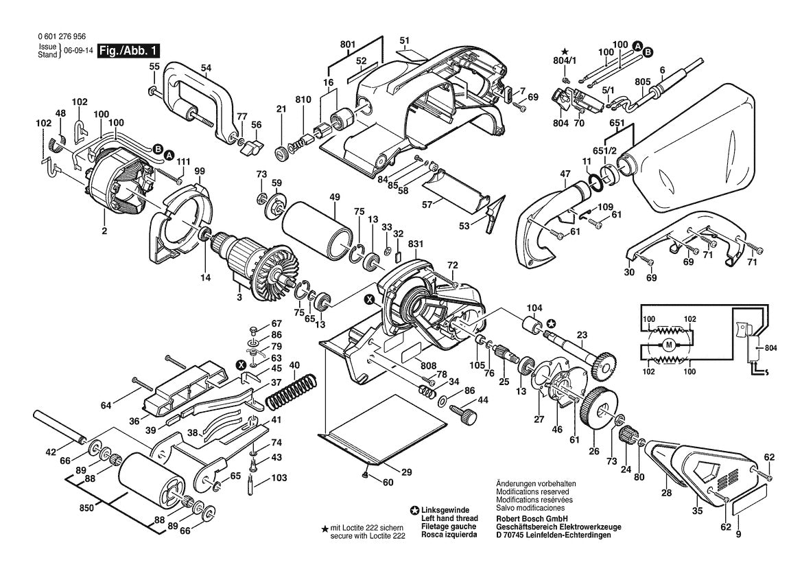 Vue éclatée Bosch 1276D Bare Tool 4"12 0 601 276 956 - page 1