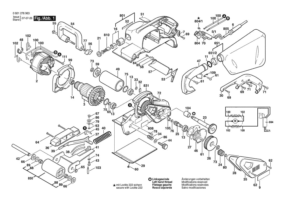 Vue éclatée Bosch 1276D Bare Tool 4" 1 0 601 276 963 - page 1