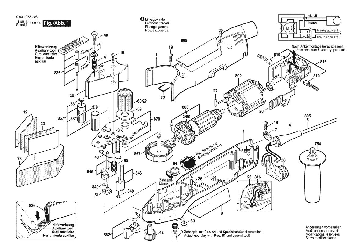 Vue éclatée Bosch GVS 350 AE 0 601 278 703 - page 1