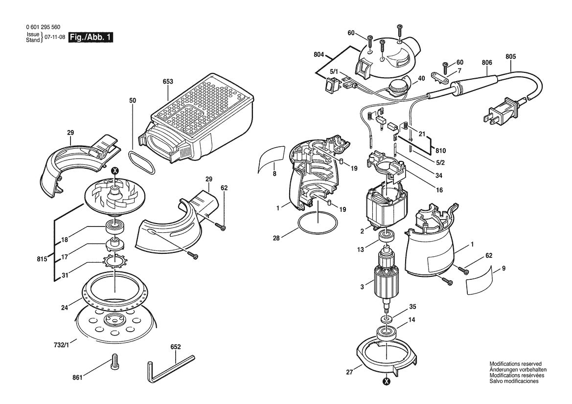 Vue éclatée Bosch 1893DVS Klingspor 5" 0 601 295 560 - page 1