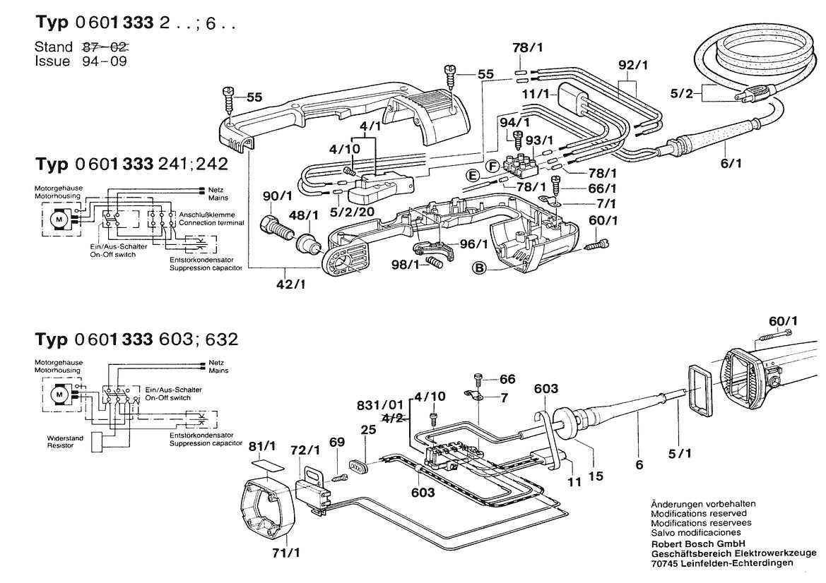 Vue éclatée Bosch 13332 0 601 333 232 - page 3