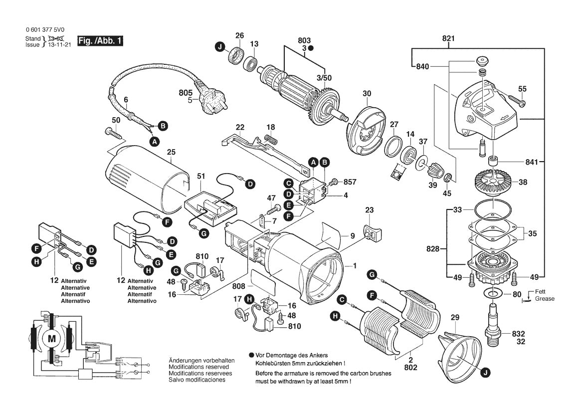 Vue éclatée Bosch GWS 8-115 C 0 601 377 5V1 - page 1