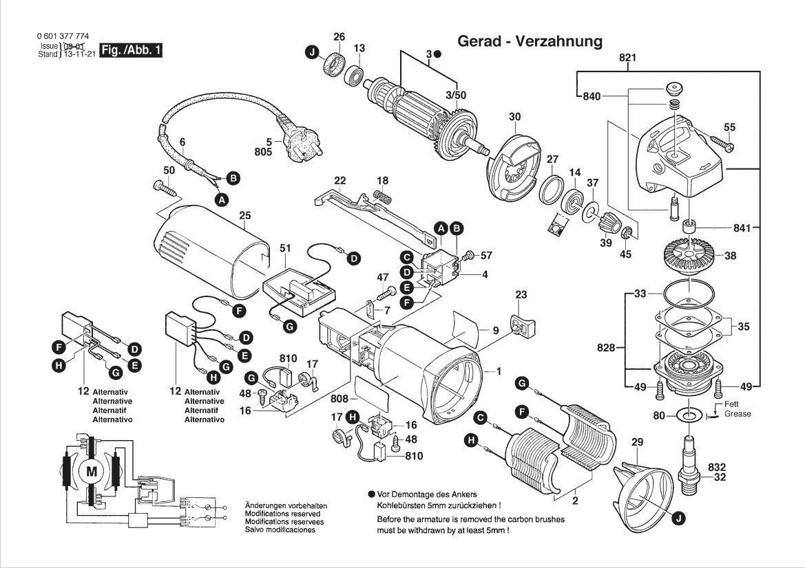 Vue éclatée Bosch GWS 8-125 C 0 601 377 774 - page 1