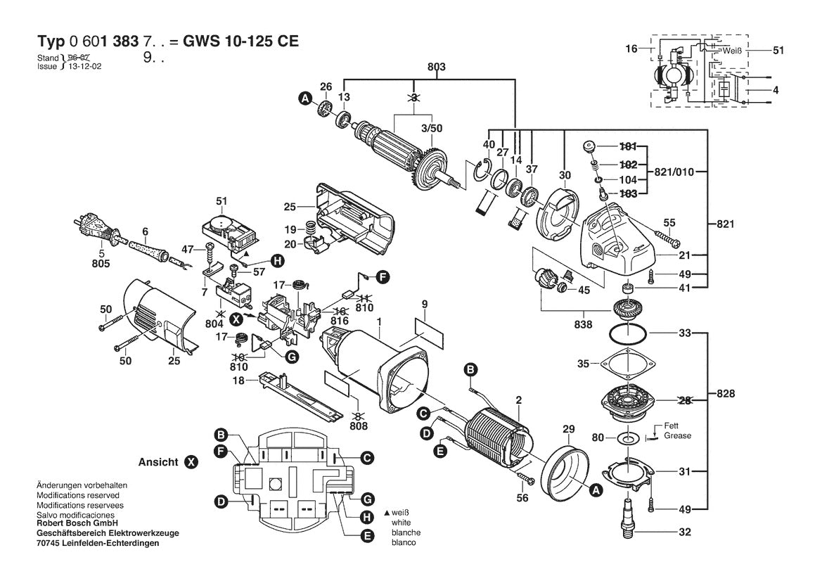 Vue éclatée Bosch GWS 10-125 CE 0 601 383 732 - page 1