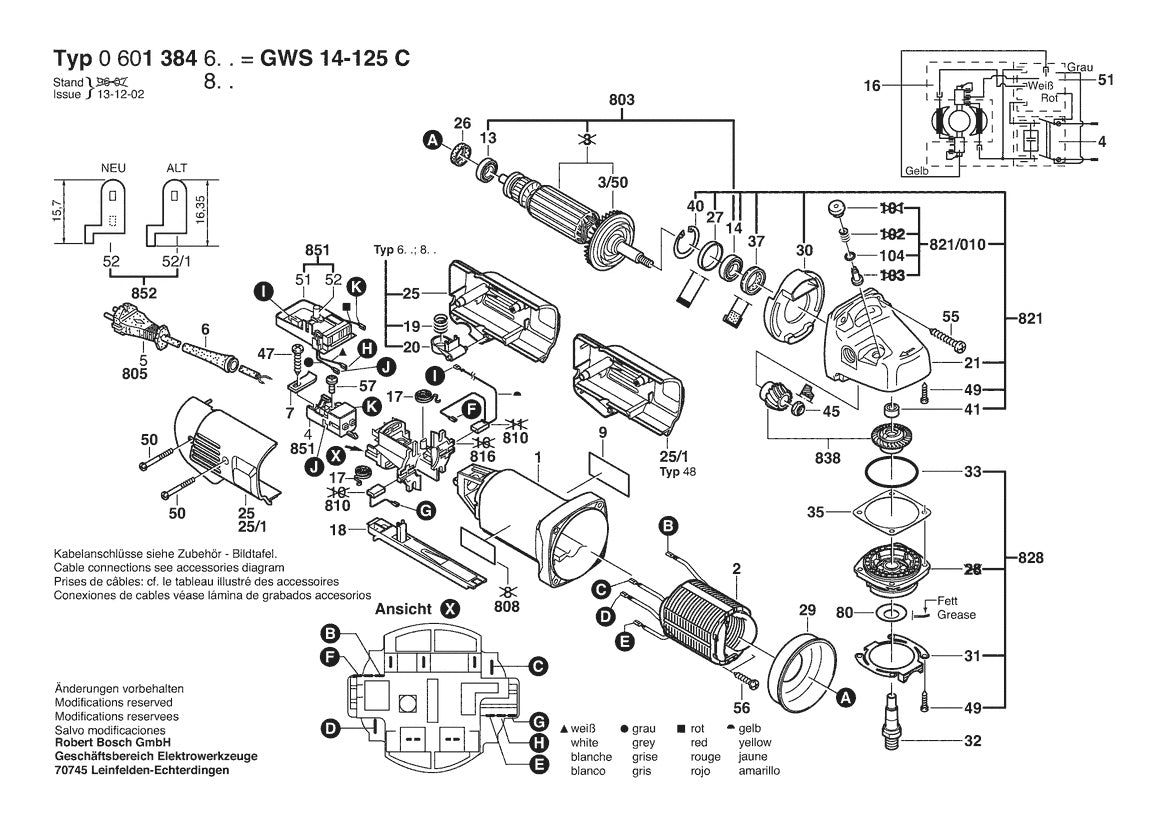 Vue éclatée Bosch GWS 14-125 C 0 601 384 632 - page 1