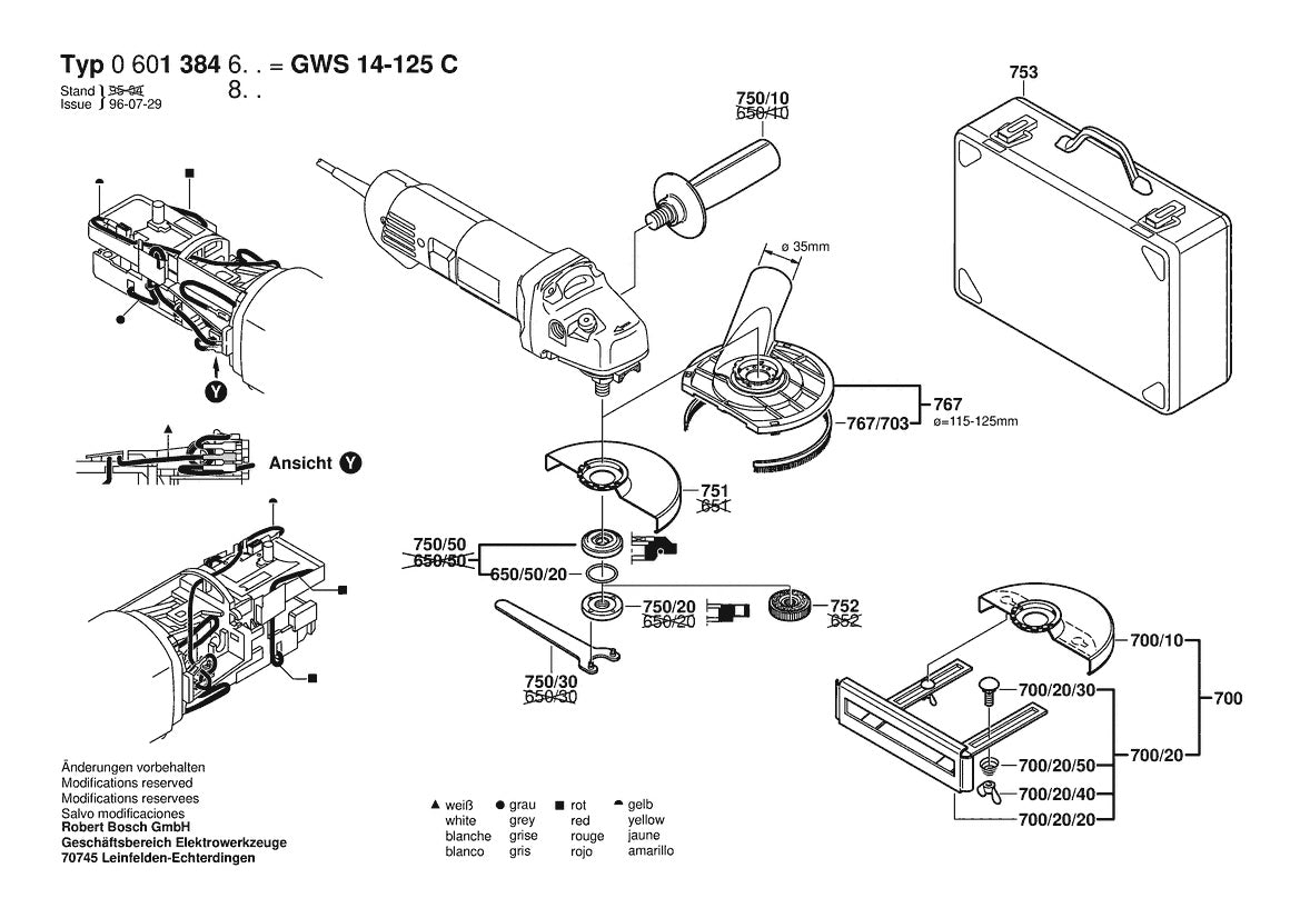 Vue éclatée Bosch GWS 14-125 C 0 601 384 632 - page 2