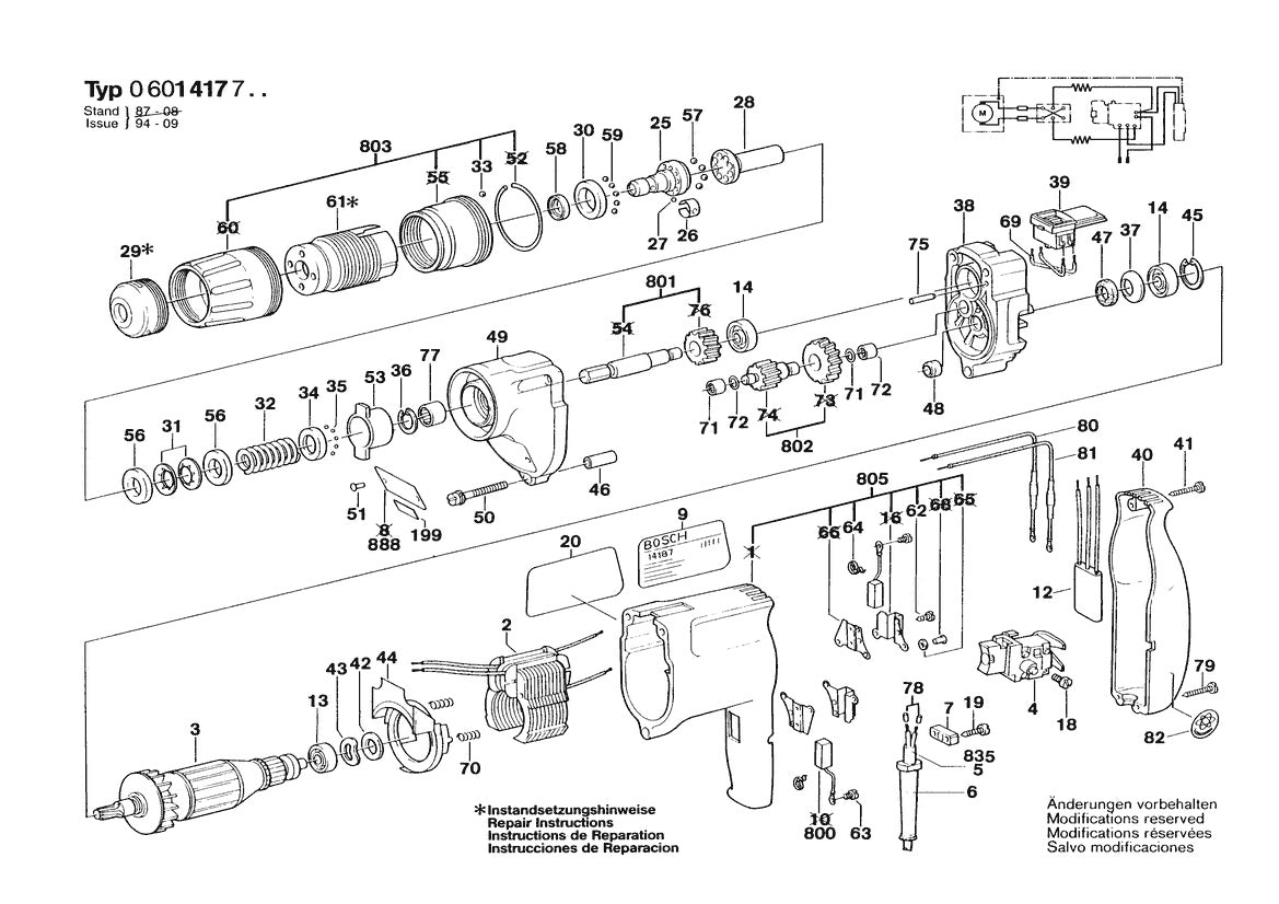 Vue éclatée Bosch GSR 6- 6 KE 0 601 417 738 - page 1