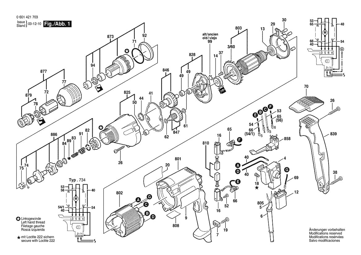 Vue éclatée Bosch GSR 6-25 TE 0 601 421 732 - page 1